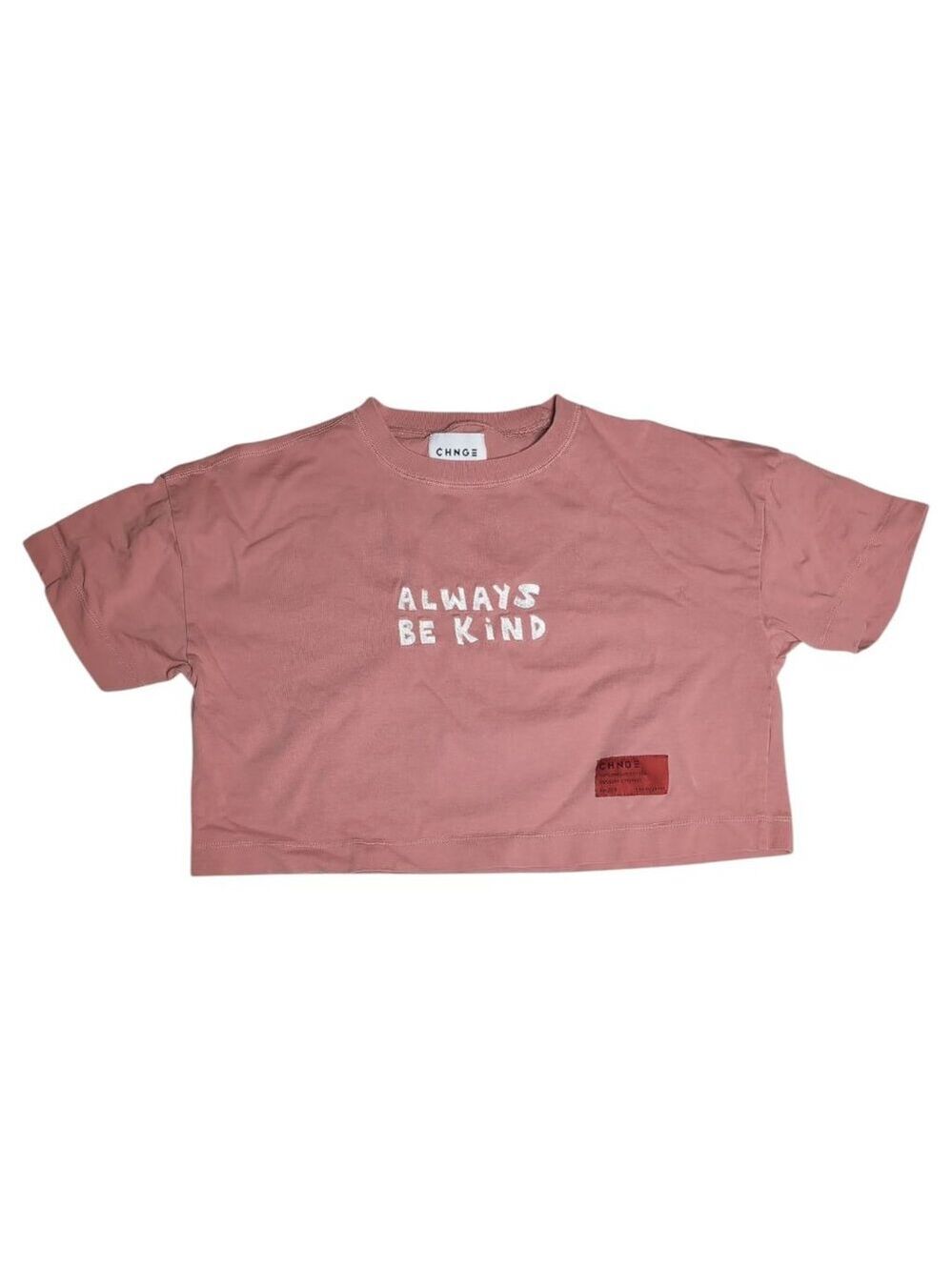 CHNGE Always Be Kind Organic Cotton Crop T Shirt XS Dusty Pink